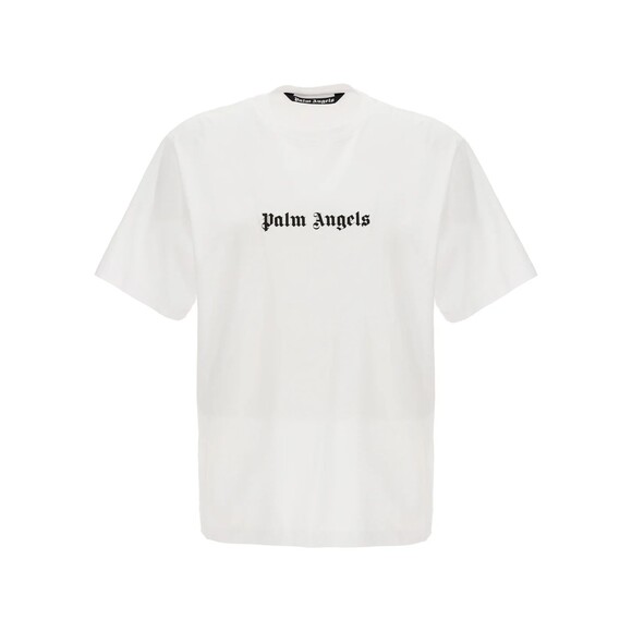 PALM ANGELS CLASSIC LOGO PRINTED REGULAR FIT WHITE T-SHIRT SIZE LARGE - Picture 1 of 4